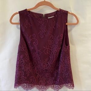 Alice + Olivia Purple Lace Sleeveless Top